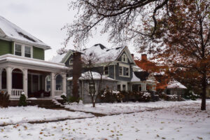 Rental Homes on a snowy street in the new year