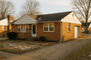 Image of a standard single-family Rambler home in Columbus, Ohio. 