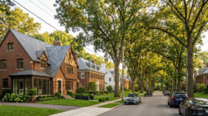 Affluent suburb street in Bexley, Ohio 