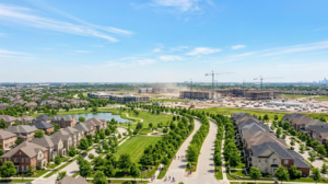 Aerial drone view of New Albany, Ohio. 
