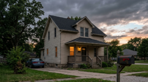 Columbus, Ohio rental property with overcast skies 