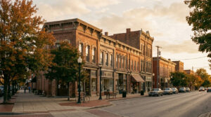 Street view of downtown Lancaster, Ohio. 